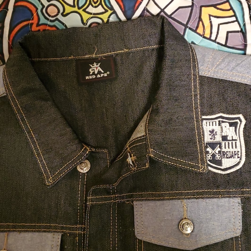 Red Ape denim sleeveless jacket